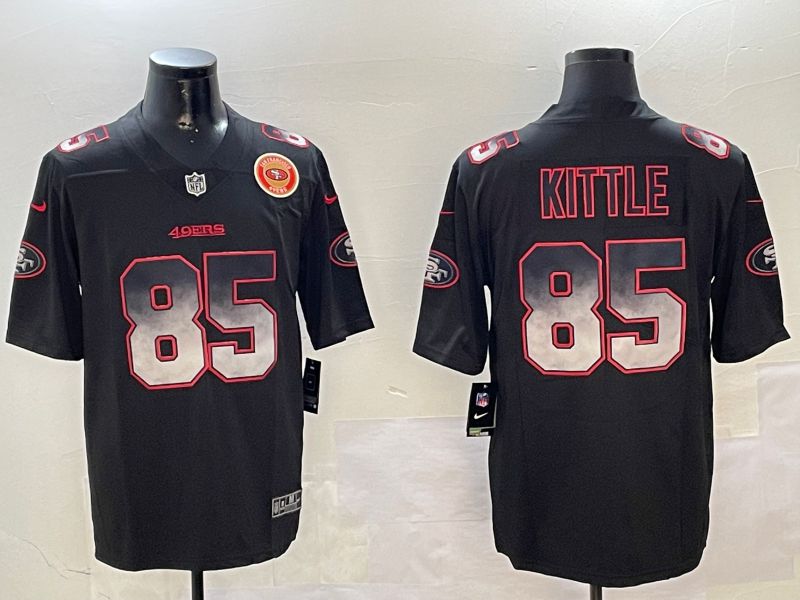 Men San Francisco 49ers #85 Kittle Black Nike Smoke Fashion 2024 Limited NFL Jersey style 6->san francisco 49ers->NFL Jersey